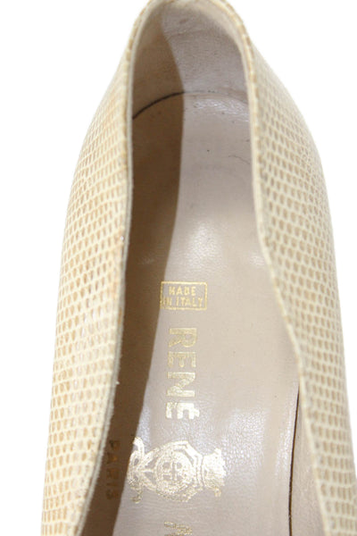 Rene Mancini Womens Cone Heel Round Toe Pumps Brown Leather Size 37