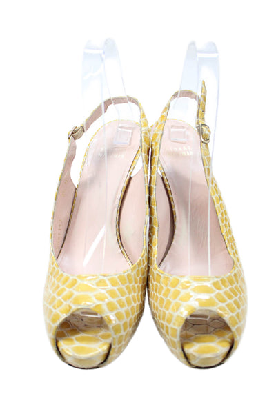 Stuart Weitzman Womens Stiletto Platform Snake Print Slingback Pumps Brown 8.5