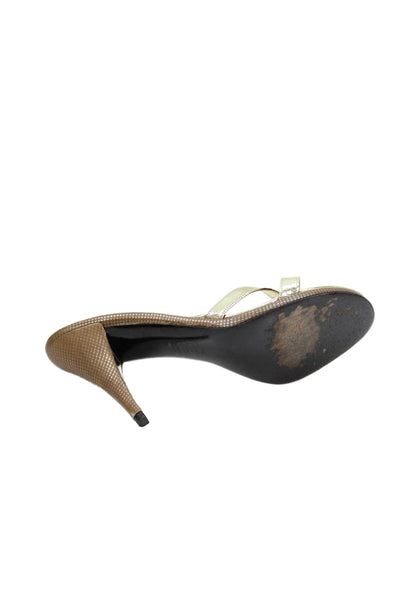 Charles Jourdan Paris Womens Metallic Cross Strap Slide Sandals Gold Size 37