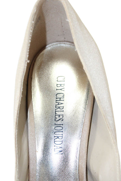 Charles Jourdan Paris Womens Stiletto Grosgrain Bow Satin Pumps Brown Size 7.5