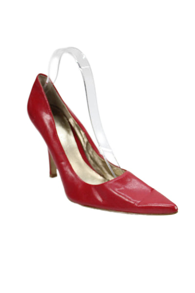 Nine West Womens Slip On Stiletto Pointed Toe Pumps Red Leather Size 8