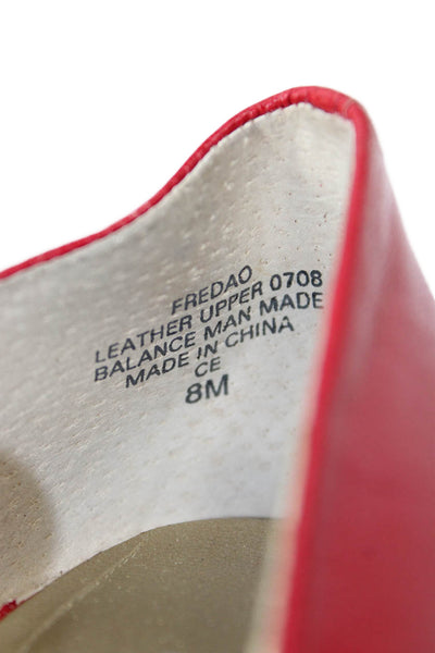 Nine West Womens Slip On Stiletto Pointed Toe Pumps Red Leather Size 8