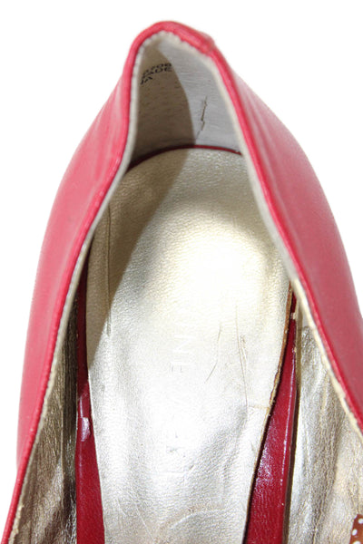 Nine West Womens Slip On Stiletto Pointed Toe Pumps Red Leather Size 8