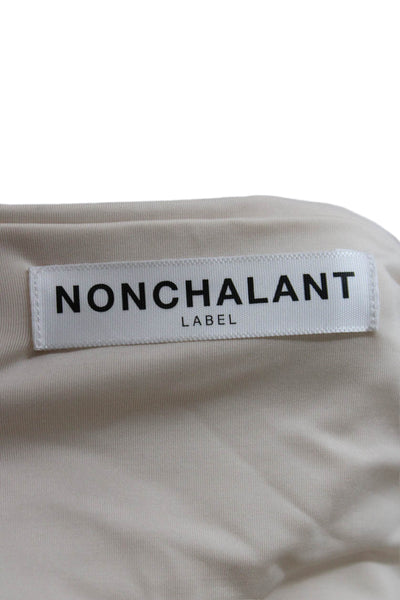 Nonchalant Label Women Cropped Blouse Beige Sweetheart Short Sleeve Size M