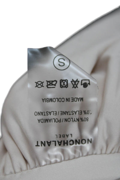 Nonchalant Label Women Cropped Blouse Beige Sweetheart Neckline Nylon Size S