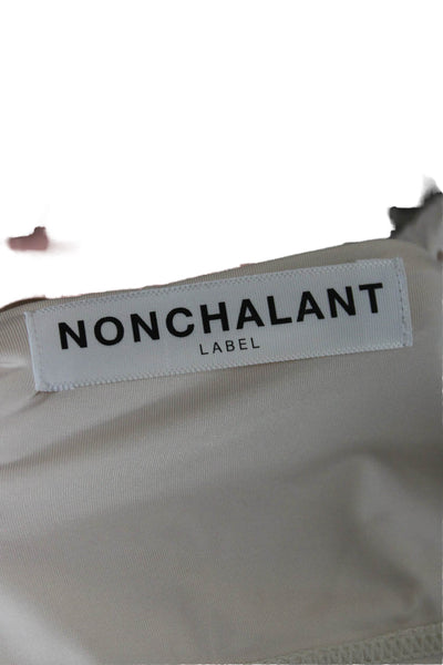 Nonchalant Label Women Cropped Blouse Beige Sweetheart Neckline Nylon Size S