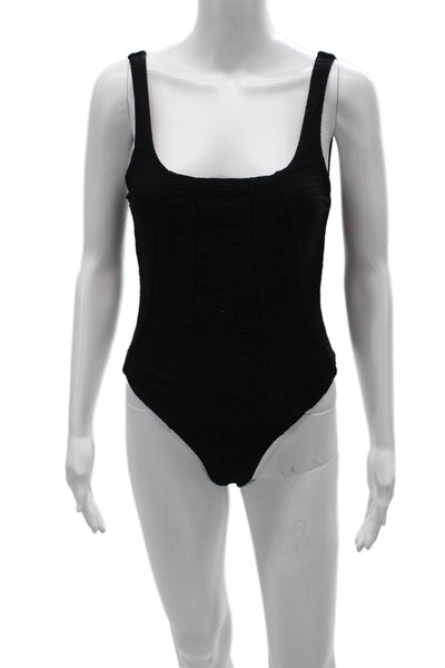 Nonchalant Label Women Jumpsuit Black Nylon Square Neck Size M