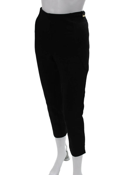 Halston Womens Cropped Black Pull On Pants Size L