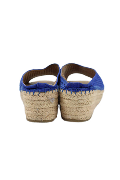 Franco Sarto Womens Suede Paige 2 Wedge Espadrille Sandals Blue Size 8.5 Medium