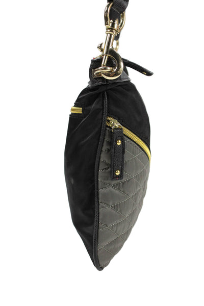 Sondra Roberts Womens Patchwork Multi-Pocket Shoulder Bag Black