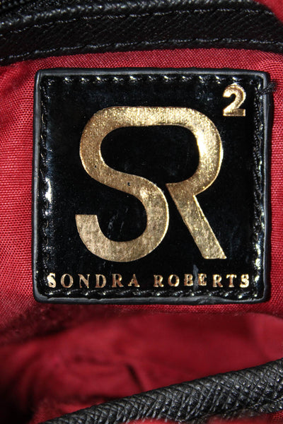 Sondra Roberts Womens Patchwork Multi-Pocket Shoulder Bag Black