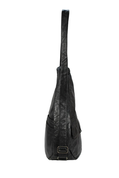 Ameribag Unisex Adults Leather Adjustable Zip Up Sling Bag Black