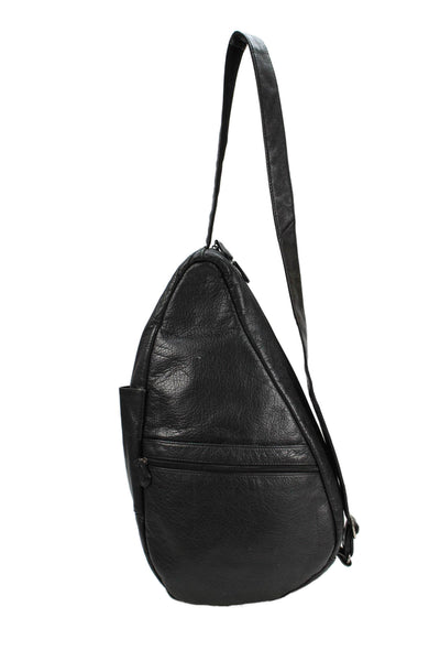 Ameribag Unisex Adults Leather Adjustable Zip Up Sling Bag Black