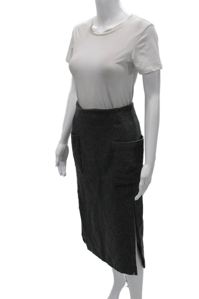Zara Women Straight Pencil Skirt Gray Wool Blend Zip Knee Length Size S