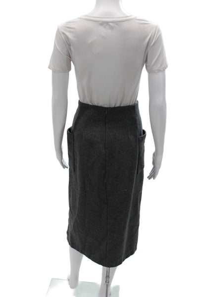 Zara Women Straight Pencil Skirt Gray Wool Blend Zip Knee Length Size S