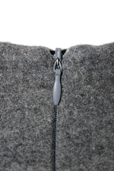 Zara Women Straight Pencil Skirt Gray Wool Blend Zip Knee Length Size S