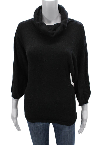 Neiman Marcus Women Pullover Sweater Cashmere Cowlneck 3/4 Sleeve Black Size XS