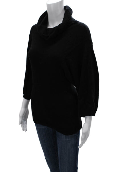 Neiman Marcus Women Pullover Sweater Cashmere Cowlneck 3/4 Sleeve Black Size XS