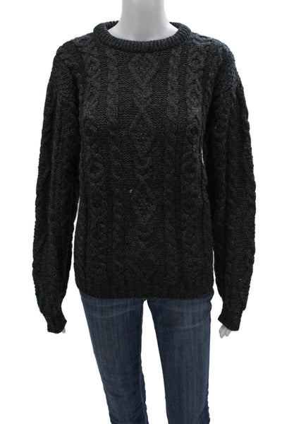 LL Bean Womens Gray Wool Crew Neck Pullover Sweater Long Sleeve Size M