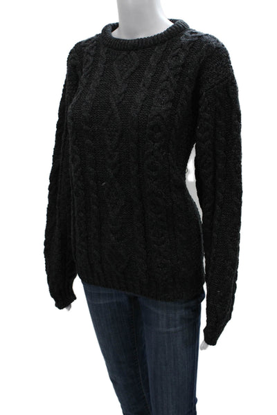 LL Bean Womens Gray Wool Crew Neck Pullover Sweater Long Sleeve Size M
