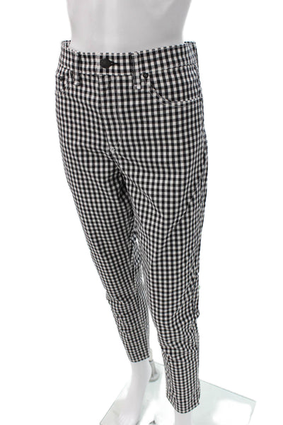 Rag & Bone Womens Black Checked Ankle Pants Cotton Button Inseam 27 Size 32