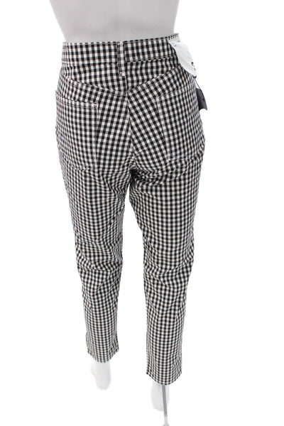 Rag & Bone Womens Black Checked Ankle Pants Cotton Button Inseam 27 Size 32