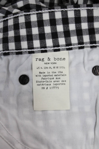 Rag & Bone Womens Black Checked Ankle Pants Cotton Button Inseam 27 Size 32