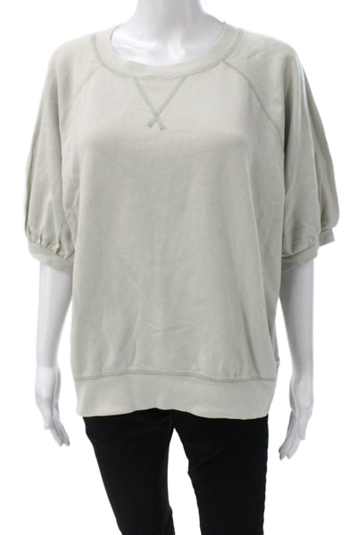 J Crew Womens Pullover Sweatshirt Green Cotton Crew Neck Short Sleeve Size L