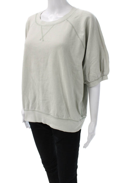 J Crew Womens Pullover Sweatshirt Green Cotton Crew Neck Short Sleeve Size L