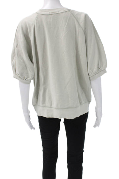 J Crew Womens Pullover Sweatshirt Green Cotton Crew Neck Short Sleeve Size L