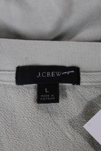 J Crew Womens Pullover Sweatshirt Green Cotton Crew Neck Short Sleeve Size L