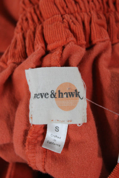 Neve & Hawk Womens Cropped Corduroy Pants Orange Button Solid Size S
