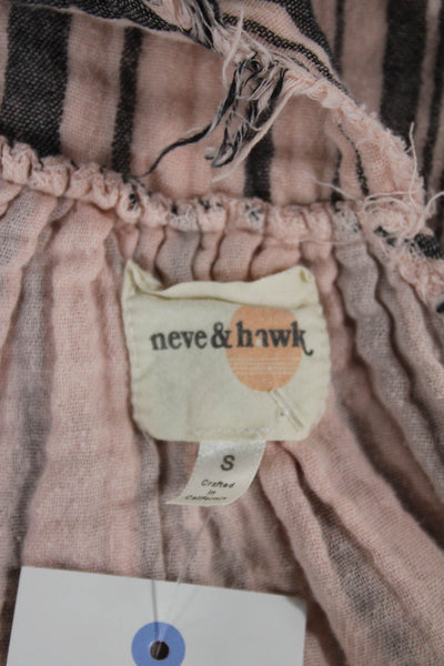 Neve & Hawk Womens Maxi Dress Pink Striped Cotton V Neck Sleeveless Size S