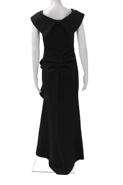 Xscape Womens Sheath Dress Black V-Neck Short Sleeve Zip Polyester Long Size 4