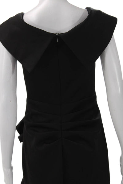 Xscape Womens Sheath Dress Black V-Neck Short Sleeve Zip Polyester Long Size 4