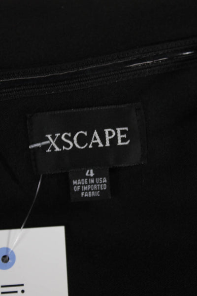 Xscape Womens Sheath Dress Black V-Neck Short Sleeve Zip Polyester Long Size 4