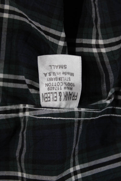 Frank & Eileen Women Plaid 100% Cotton Button-Up Long Sleeve Blue Size S