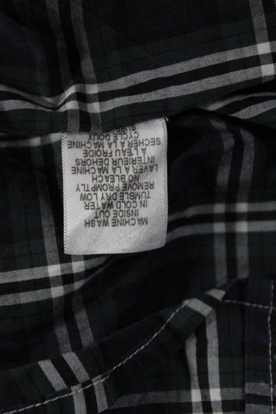 Frank & Eileen Women Plaid 100% Cotton Button-Up Long Sleeve Blue Size S