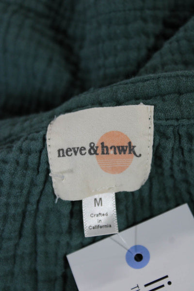 Neve & Hawk Womens V-Neck Cotton Blend 3/4 Sleeve Basic Blouse Green Size M