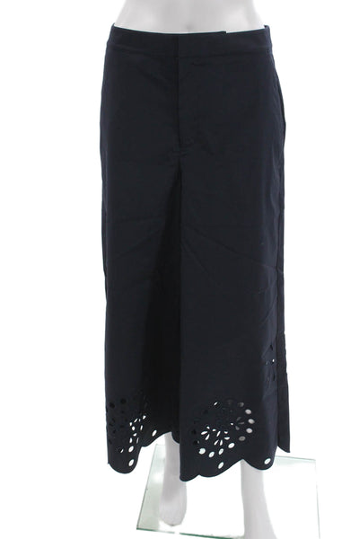 Jason Wu Women Cropped Cotton Pants Blue Zip Inseam 24 Size 6
