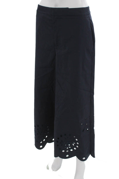 Jason Wu Women Cropped Cotton Pants Blue Zip Inseam 24 Size 6