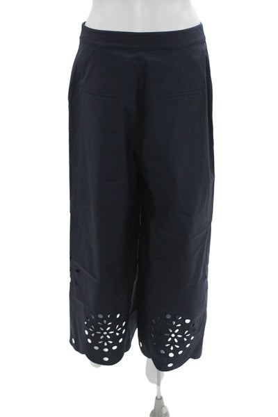 Jason Wu Women Cropped Cotton Pants Blue Zip Inseam 24 Size 6