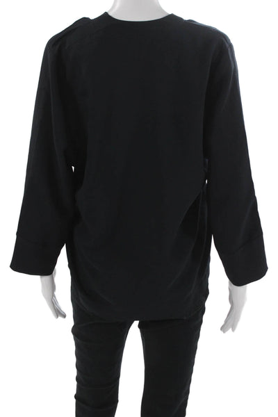 IRO Womens Black V Neck Long Sleeve Basic Blouse Polyester Size 36