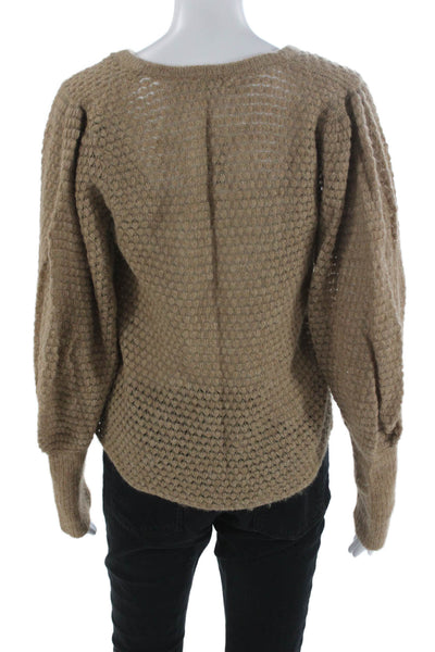 Ulla Johnson Women Pullover Sweater V-Neck Beige Baby Alpaca Long Sleeve Size S