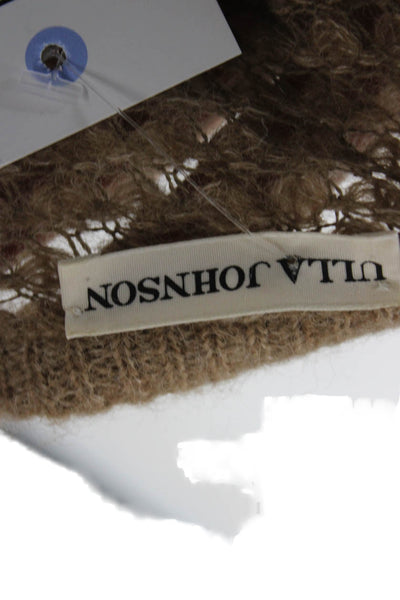 Ulla Johnson Women Pullover Sweater V-Neck Beige Baby Alpaca Long Sleeve Size S