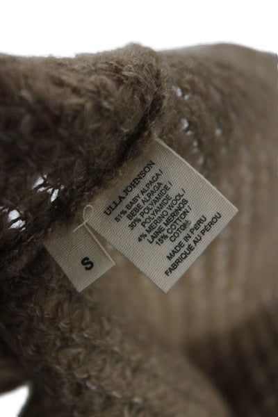 Ulla Johnson Women Pullover Sweater V-Neck Beige Baby Alpaca Long Sleeve Size S