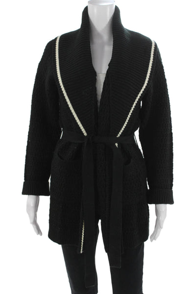 Stitches + Stripes Womens Cardigan Black Striped Long Sleeve Size XS