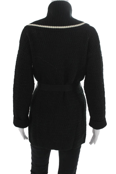 Stitches + Stripes Womens Cardigan Black Striped Long Sleeve Size XS