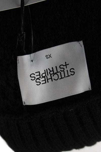 Stitches + Stripes Womens Cardigan Black Striped Long Sleeve Size XS