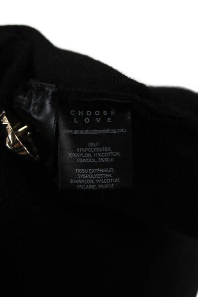 Generation Love Women Cardigan Black Round Neck Long Sleeve Polyester Size M